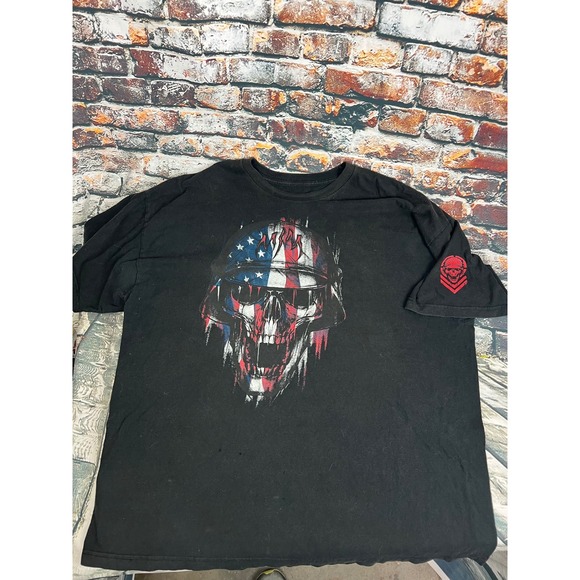 Metal Mulisha Skull American Flag Graphic Print Black T-Shirt 3XL Men's - Picture 1 of 6